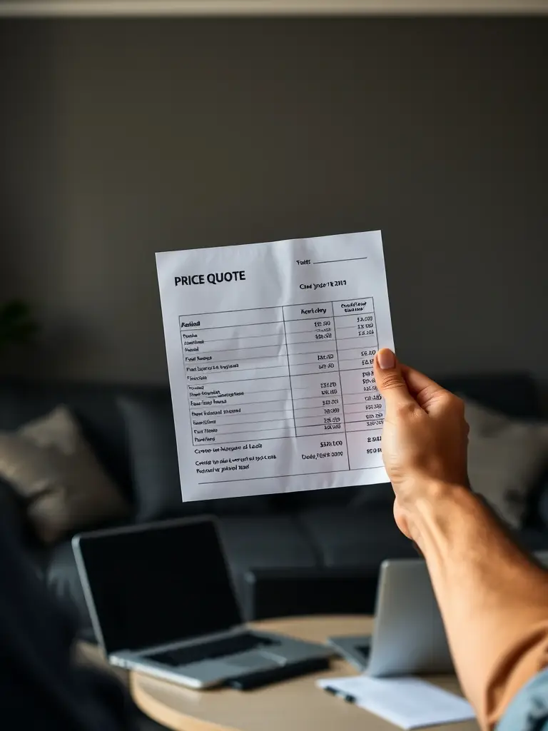 A clear and easy-to-read price quote from Drain Cleaning Nashville being presented to a customer before starting any drain cleaning work in their South Nashville home.